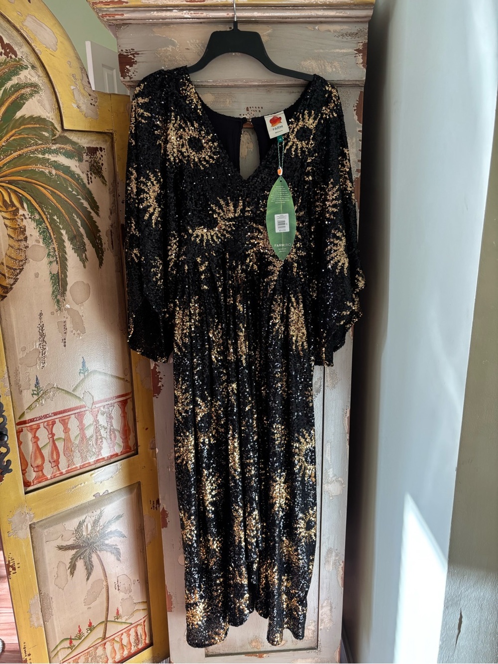 Sequin Black and Gold Starprint women Dress - [Brand Farm Rio